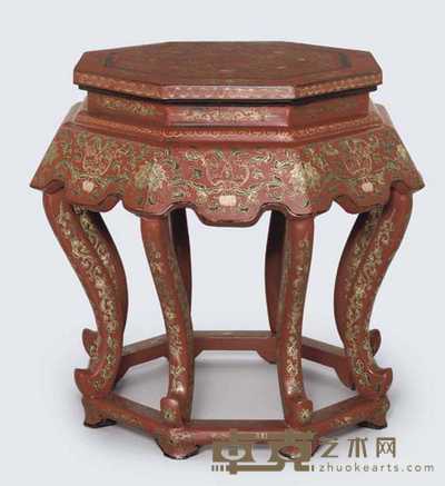 LATE 19TH/EARLY 20TH CENTURY A PAIR OF RED LACQUER OCTAGONAL STANDS